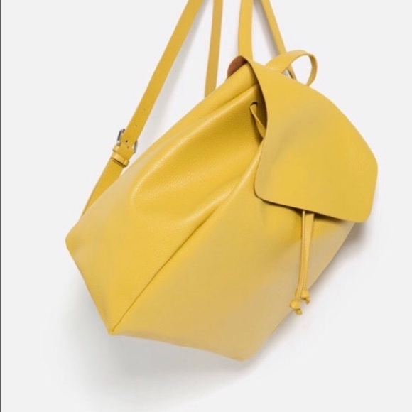 Zara Bags Zara Yellow Leather Backpack Poshmark